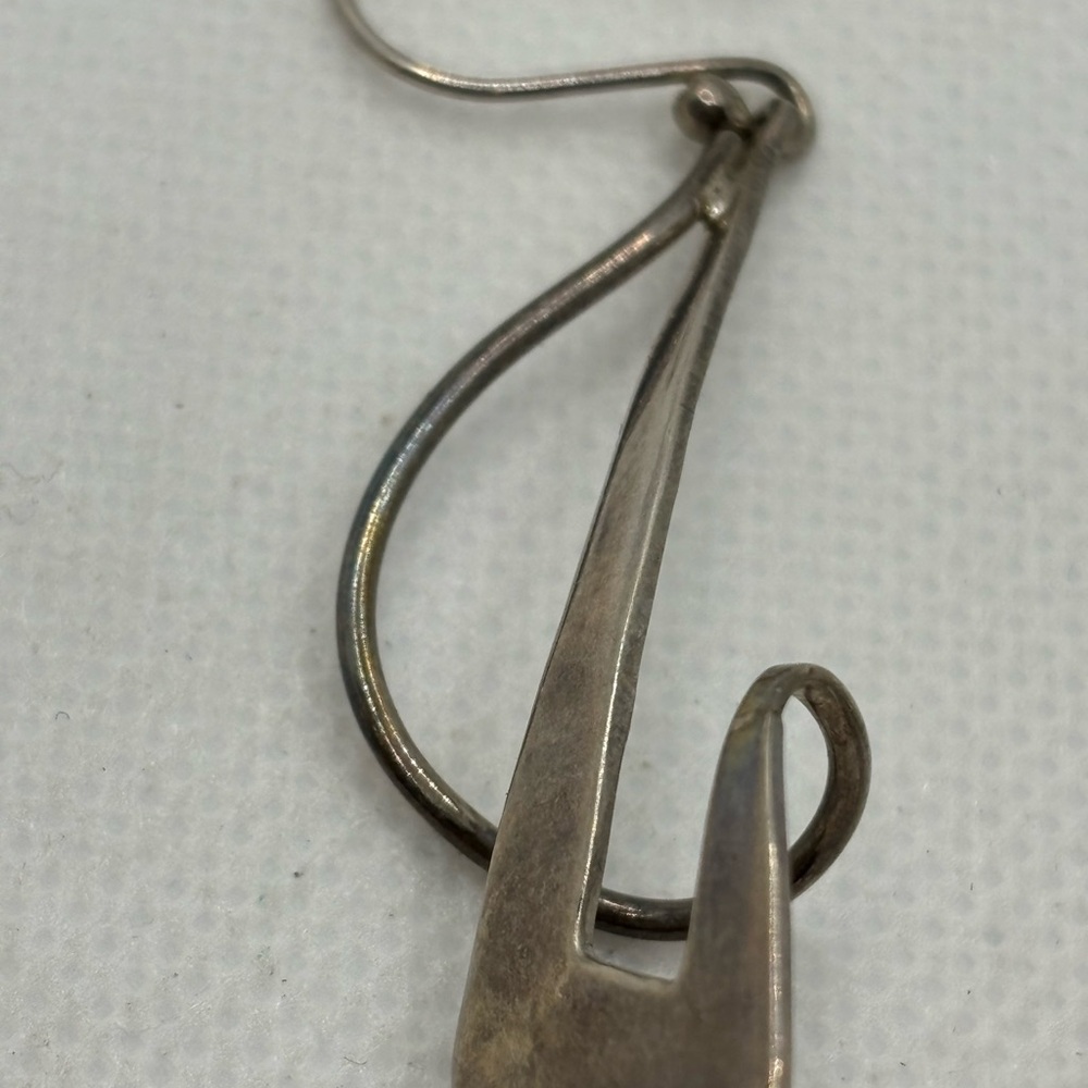 HOB 925 Modernist Dangle Earrings.  Around 2” long not counting hooks. - Picture 3 of 15
